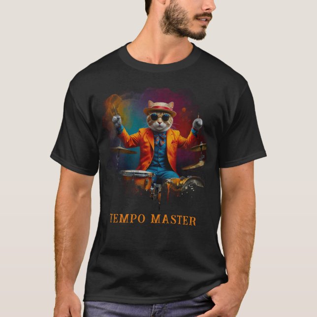 *~*  DRUMMER Player Cool Cat AP91 Percussionist T-Shirt (Front)