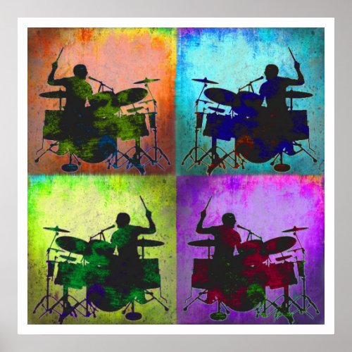 Drummer Pop art Copyright Karen J Williams Poster