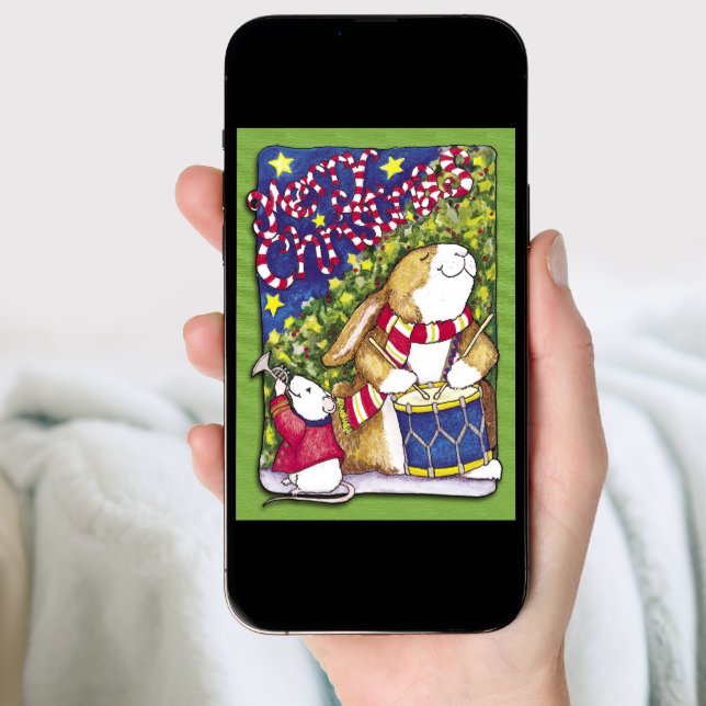 Drummer Rabbit, Christmas Card (Front Digital)