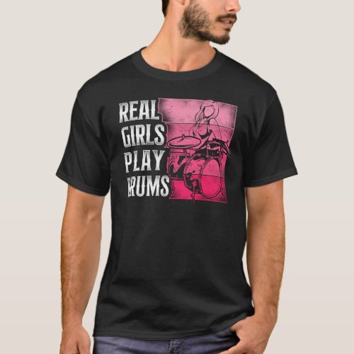 Drummer Real Girls Play Drums Girl Vintage T_Shirt