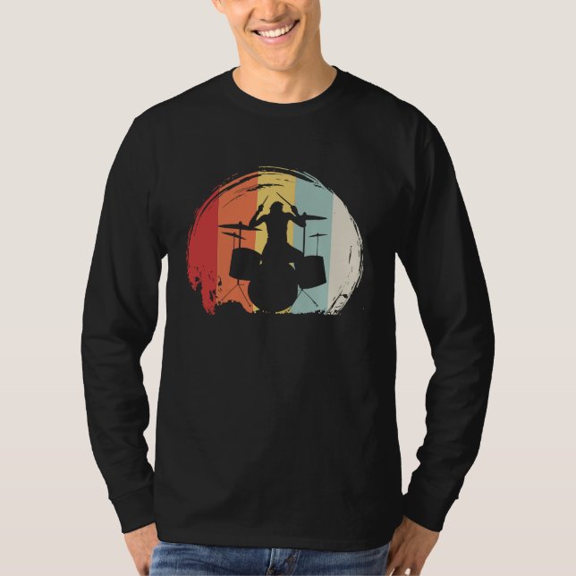 Drummer Retro 60s 70s Style Drum Set T-Shirt (Front)