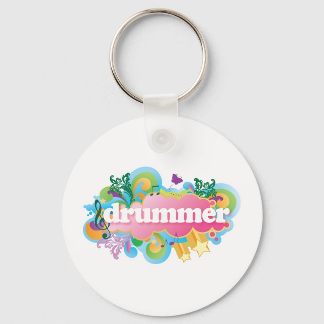 Drummer Retro Burst Keychain (Front)