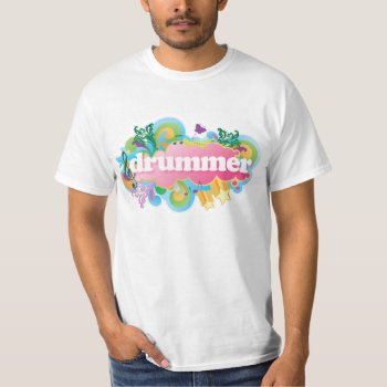 Drummer Retro Burst T-shirt by madconductor at Zazzle