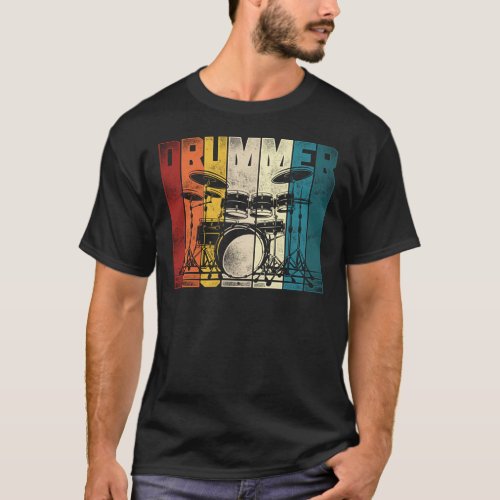 Drummer Retro Drummer Retro Vintage T_Shirt