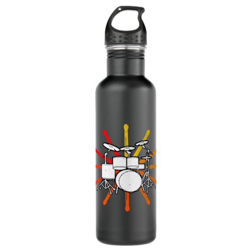 Drummer Retro Graphic Drums Band Member Rock Music Stainless Steel Water Bottle