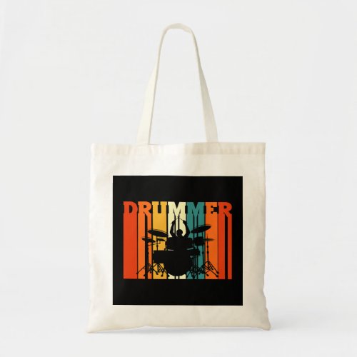 Drummer Retro Graphic Drums Band Member Rock Music Tote Bag