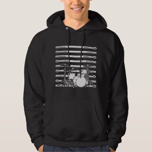 Drummer Retro Graphic Drumset Drumming Musician Ro Hoodie