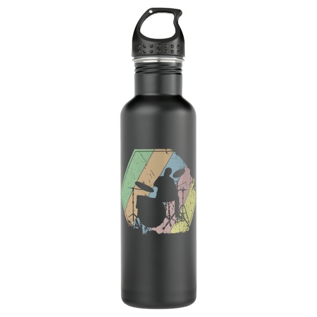 Drummer Retro Stainless Steel Water Bottle (Front)