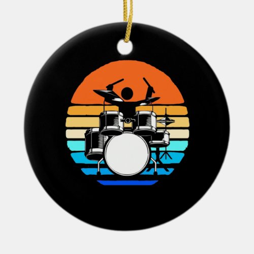 Drummer Retro Vintage Ceramic Ornament