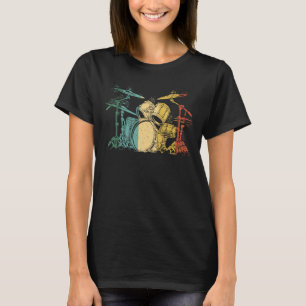 Drummer Retro Vintage Drum Set Drummers Men Drummi T-Shirt