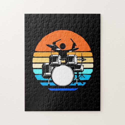 Drummer Retro Vintage Jigsaw Puzzle