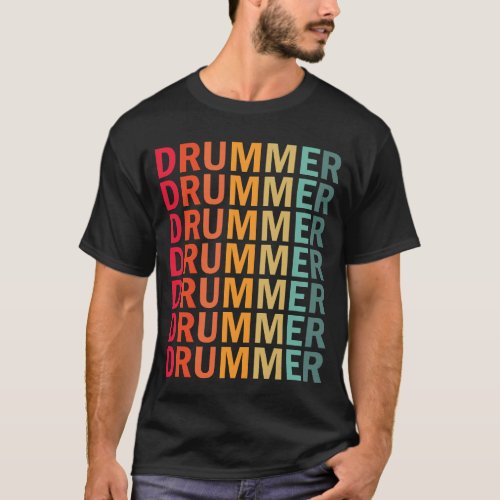 Drummer Retro Vintage Sunset Colors T_Shirt