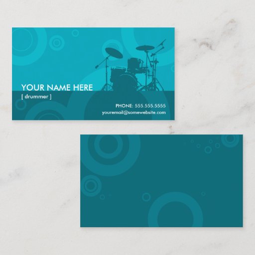 Customizable drummer rings business card