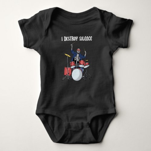 Drummer Rock Music Band Drums I Destroy Silence Baby Bodysuit