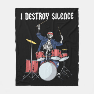 Drummer Rock Music Band Drums I Destroy Silence Fleece Blanket