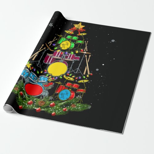 Drummer Santa Christmas Gift Drum Drummer Xmas Wrapping Paper