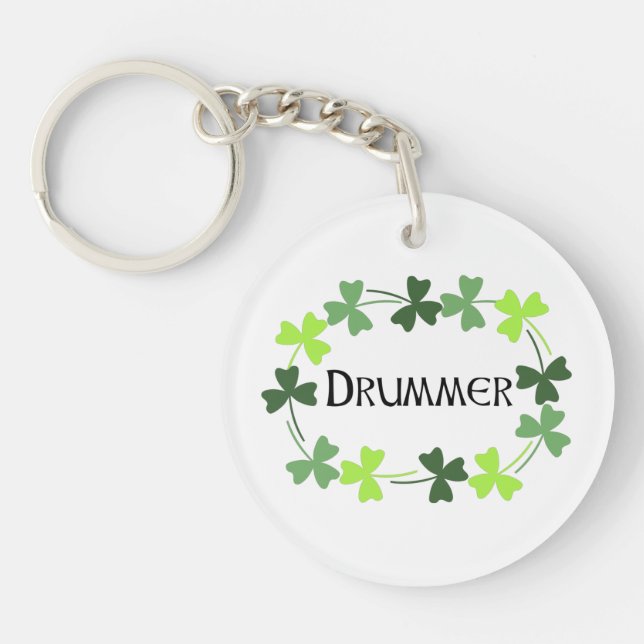 Drummer Shamrock Oval Keychain (Front)