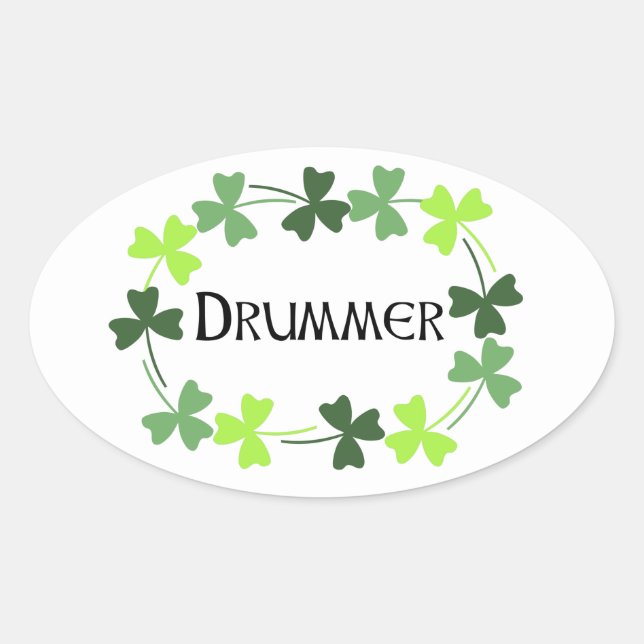 Drummer Shamrock Oval Sticker (Front)