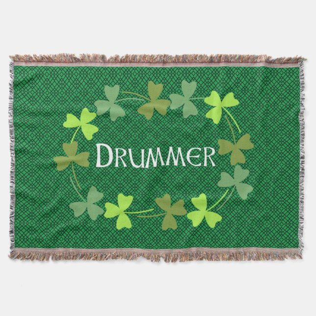 Drummer Shamrock Oval Throw Blanket (Front)