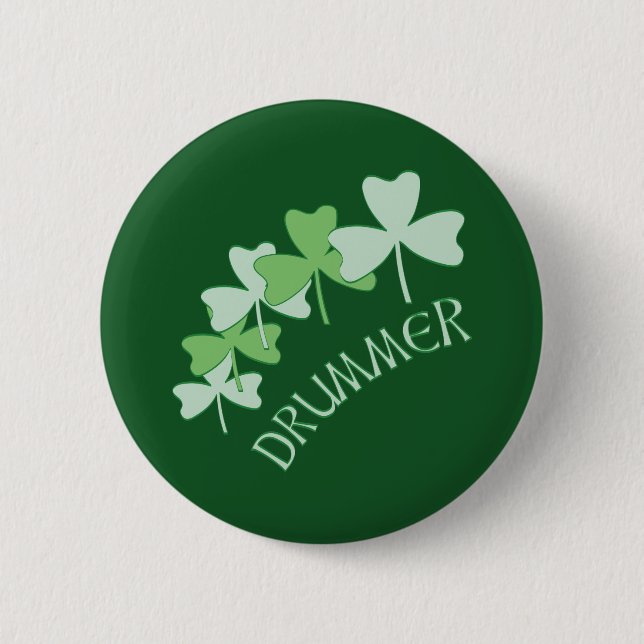 Drummer Shamrocks Outlined Green Button (Front)