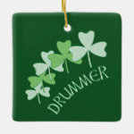 Drummer Shamrocks Outlined Green