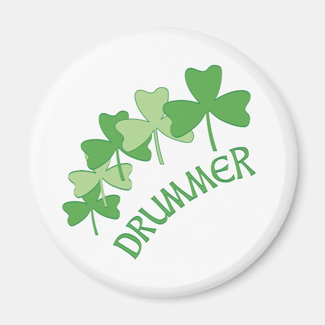 Drummer Shamrocks Outlined  Magnet (Front)