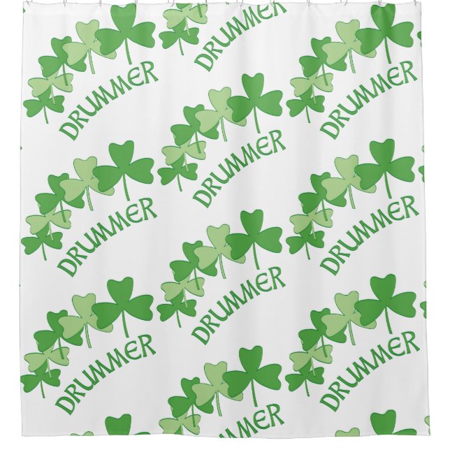 Drummer Shamrocks Outlined  Shower Curtain (Front)