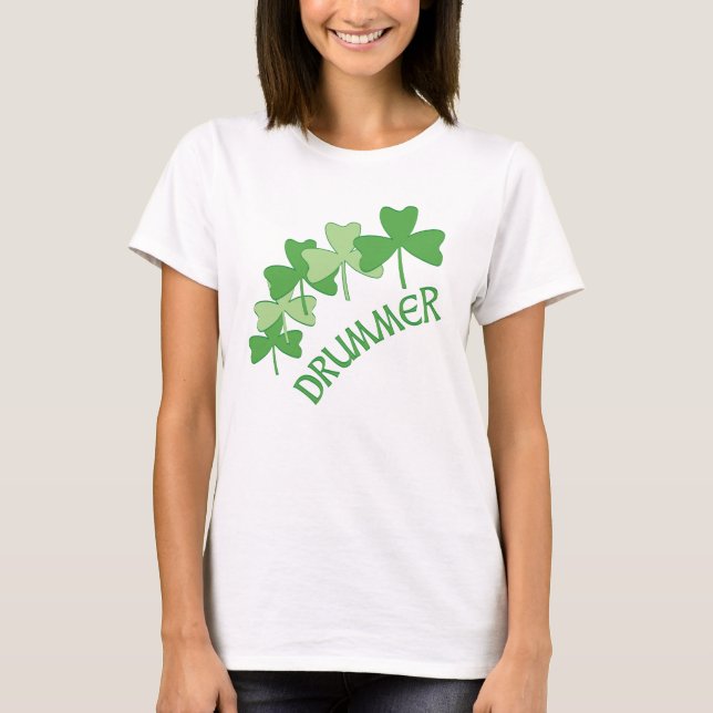 Drummer Shamrocks Outlined T-Shirt (Front)