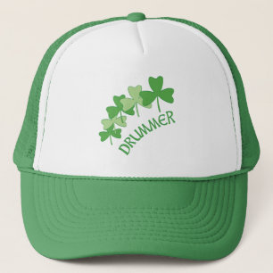 Drummer Shamrocks Outlined  Trucker Hat