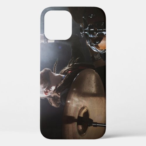 Drummer silhouette dark stage setting iPhone 12 case