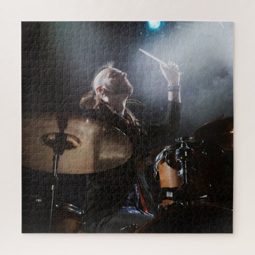 Drummer silhouette dark stage setting jigsaw puzzle