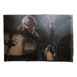 Drummer silhouette, dark stage setting pillow case