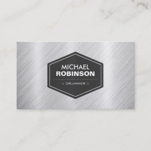 Drummer - Silver Metallic Look Business Card