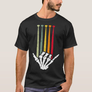Drummer Skeleton DrumStick Rock Music Drums Retro T-Shirt