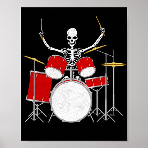Drummer Skeletton  Drummer Musician Drumsticks Poster