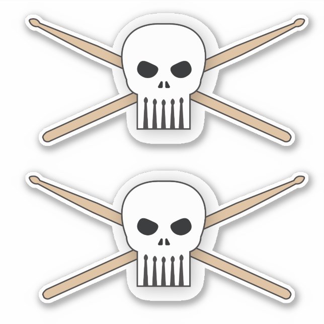 Drummer Skull and Crossed Drum Sticks Musician Sticker (Front)