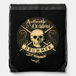 DRUMMER Skull & Drumsticks Drumming Rocker Drum Drawstring Bag