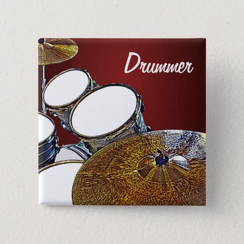 DRUMMER Snare Drum Kit Drumming Percussion Rocker Button