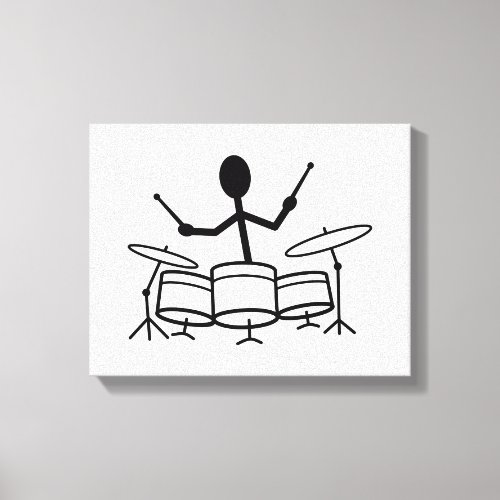 Drummer Stick Figure Canvas Print