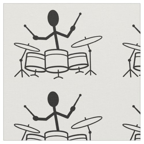 Drummer Stick Figure Fabric