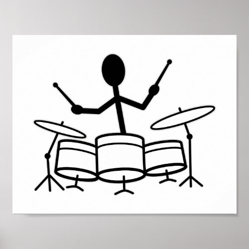 Drummer Stick Figure Poster