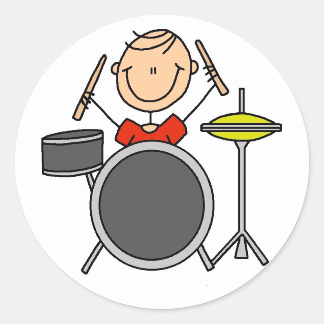 Drummer Stick Figure Stickers Sticker Zazzle