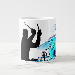 Drummer sticks in air shadow blue invert drums large coffee mug