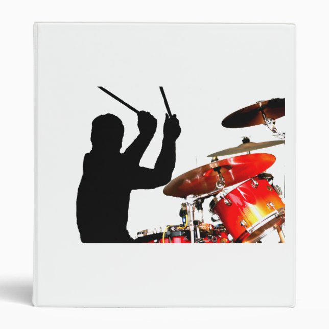 Drummer sticks in air shadow real drums 3 ring binder (Front)