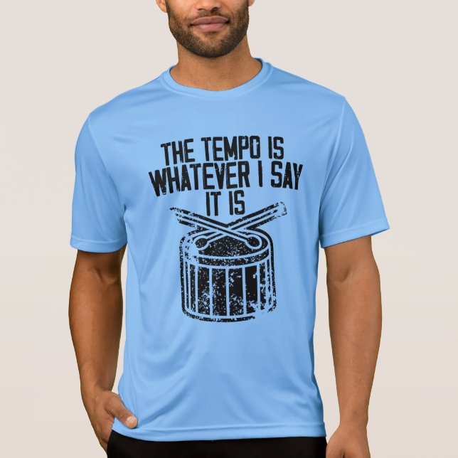 Drummer Tempo Music Band Percussion Drum Set Funny T-Shirt (Front)
