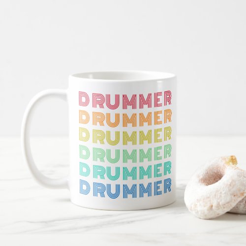 Drummer Text Retro Vintage Sunset Colors Coffee Mug