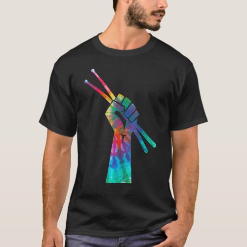 Drummer Tie Dye Drum Sticks Vintage Hippie Rock Mu T_Shirt