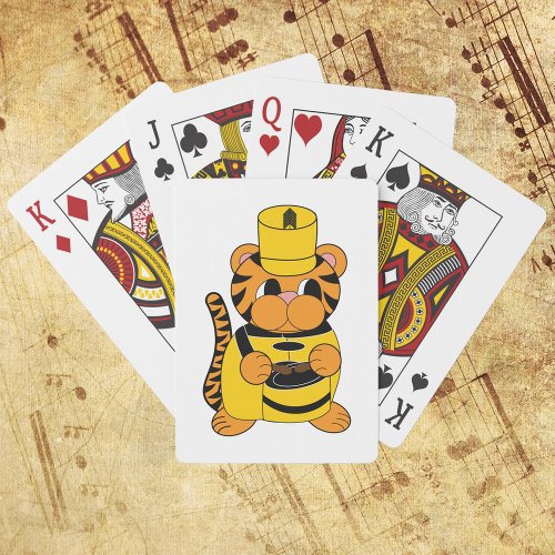 Drummer Tiger Marching Band Yellow and Black Playing Cards