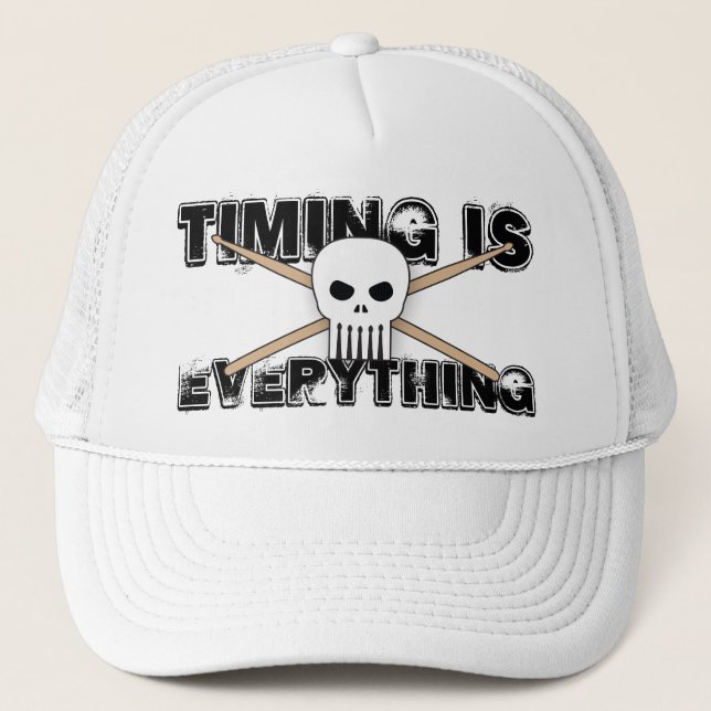 Drummer Timing Is Everything Musician Trucker Hat (Front)