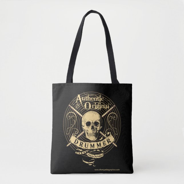 Drummer Tote Bag Skull Drums Musician Rocker Bag (Front)